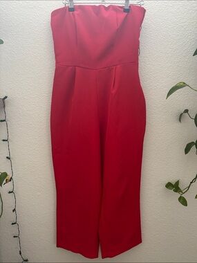Seven7 Strapless Red Wide Leg Jumpsuit Women’s Medium Elegant Romper